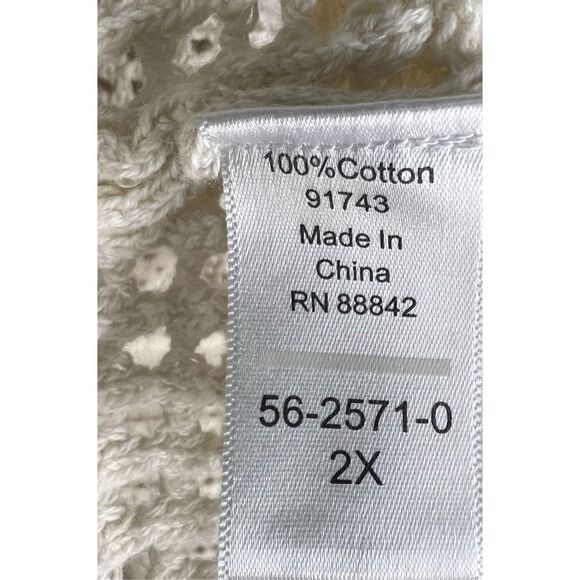 Woman Within Open Knit Short Sleeve Cardigan - Picture 4 of 4